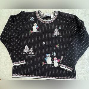 Vintage Knot Snowman Sweater Medium